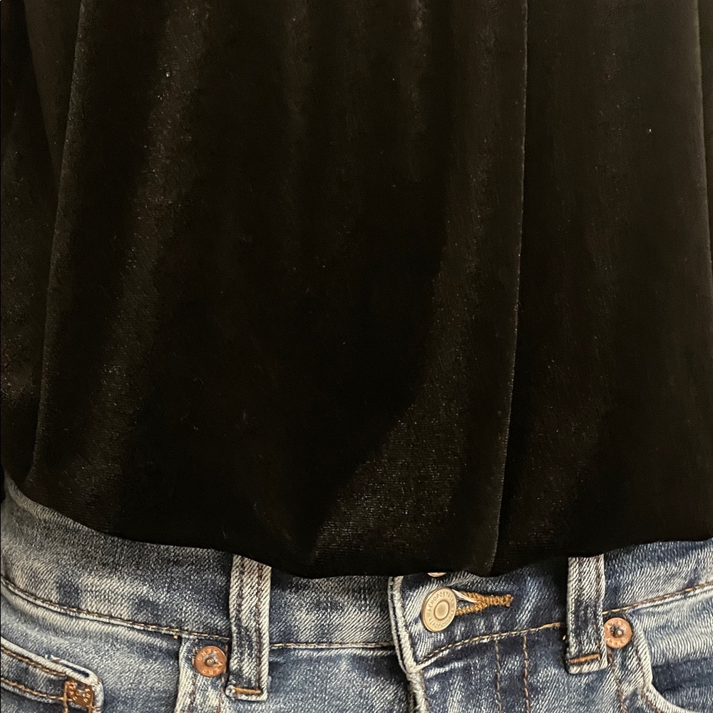 Free People Black Velvet & Lace Dream Team Blouse Size XS - Picture 6 of 7